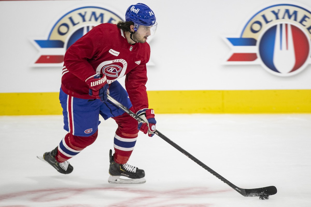 Phillip Danault, numéro 24 des Canadiens, à l'entraînement