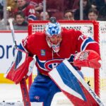 Jakub Dobes, gardien du Canadien de Montréal, devant son filet
