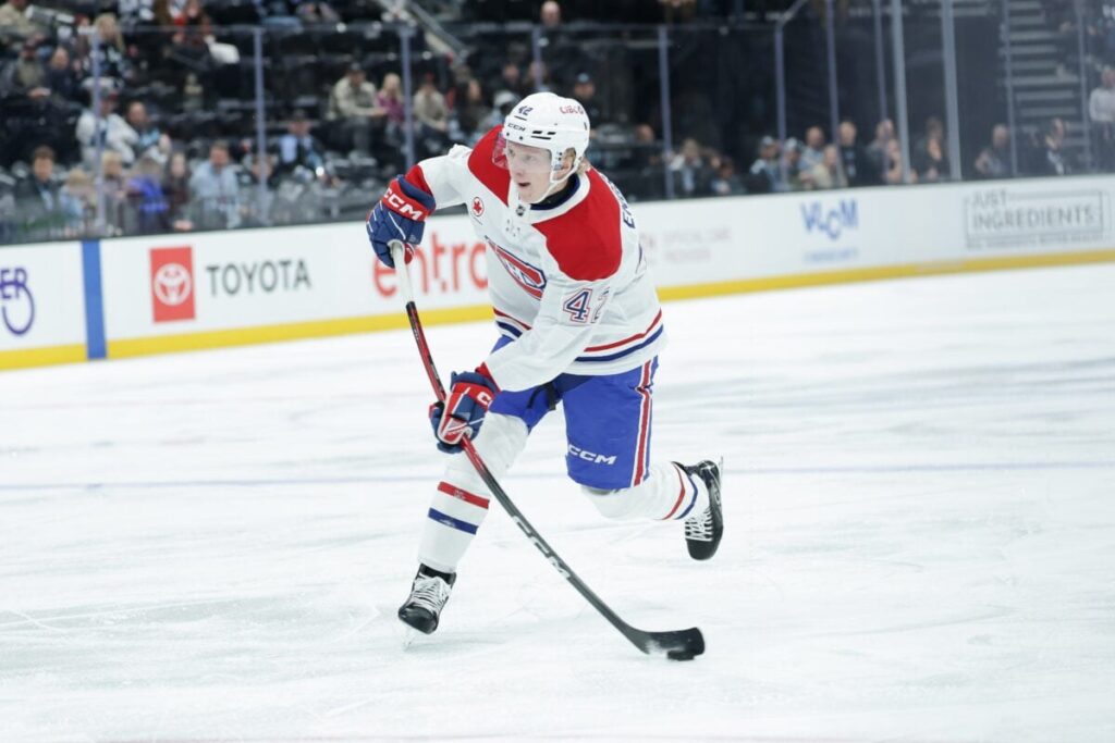 Adam Engstrom 42 Canadiens blanc