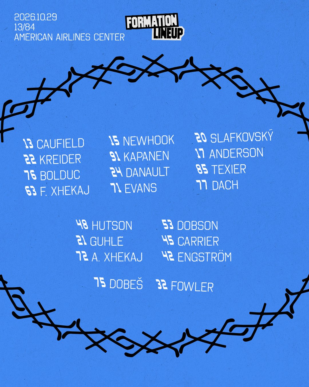Formation officielle du Canadien contre les Stars, 29 octobre 2026