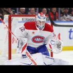 Jacob Fowler, gardien des Canadiens, devant son filet