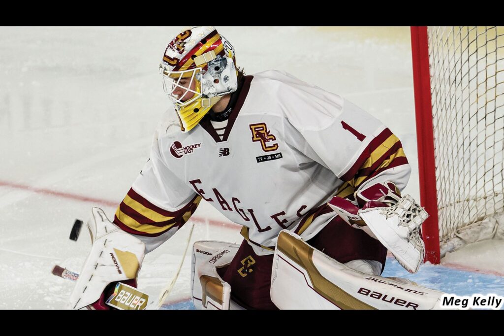 Jacob Fowler à l'œuvre avec les Eagles de Boston College (photo : Meg Kelly)