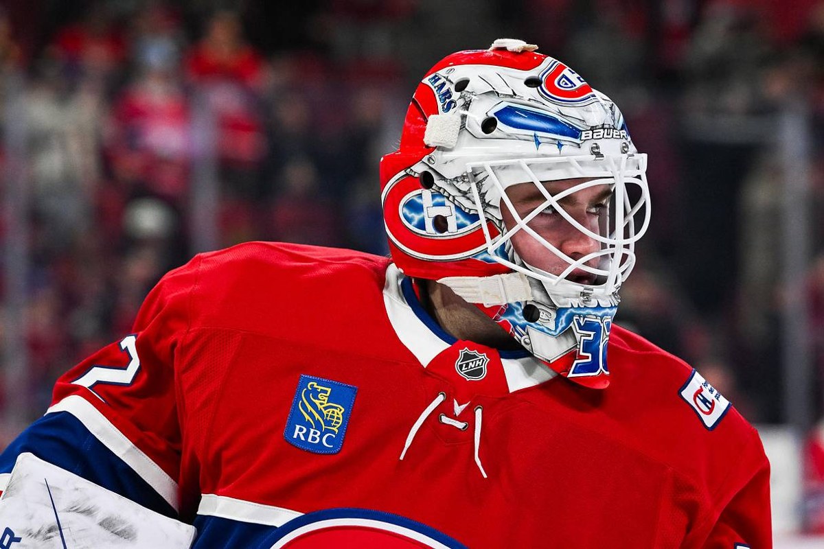 Jacob Fowler avec son masque aux couleurs du Canadien