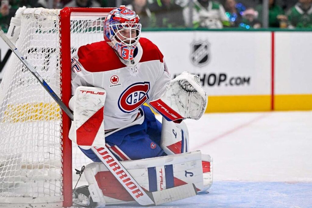 Samuel Montembeault devant le filet du Canadien