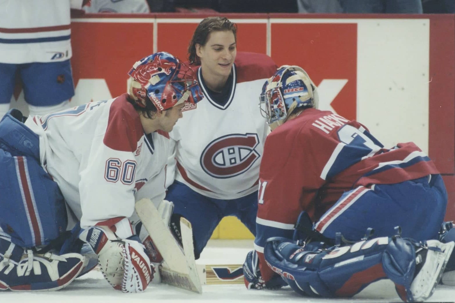 José Théodore, Éric Fichaud et Jeff Hackett en 2000